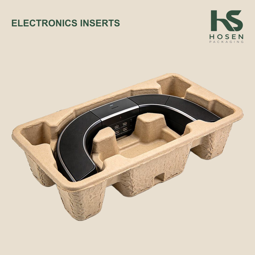 Natural fiber insert holding an electronic product for a fit reference